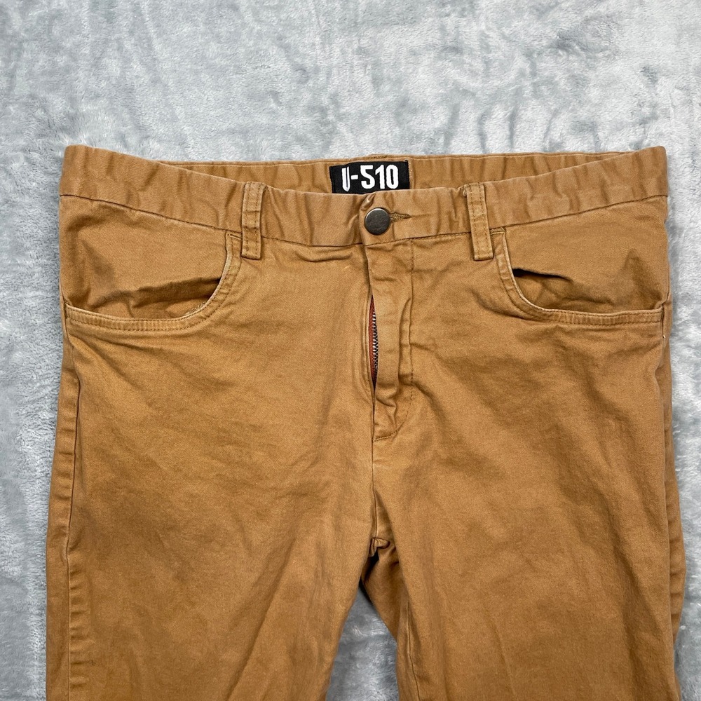 U-510 Chino Pants Mens 32x26 Brown Slim Fit Cotton Stretch Tapered Leg - Picture 4 of 13